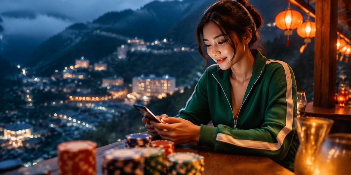 Người dùng xem giải thưởng casino di động dưới đèn lồng Hội An