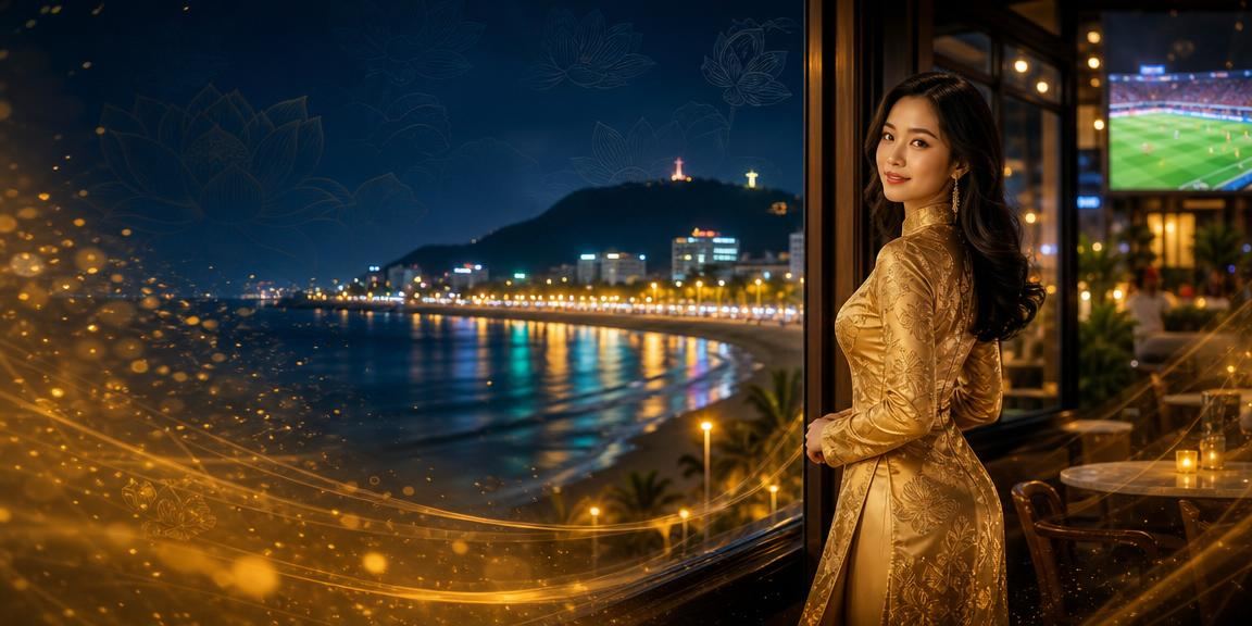 Khung cảnh Vũng Tàu với chủ đề hoàn trả và thưởng trong tà áo dài